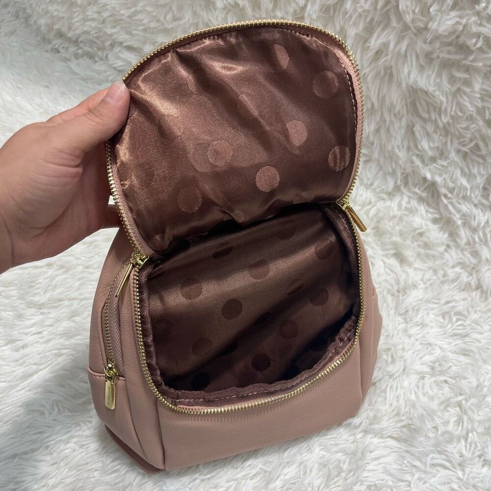 Mini Leather Backpack Cherry Pink Adjustable Stra… - image 7